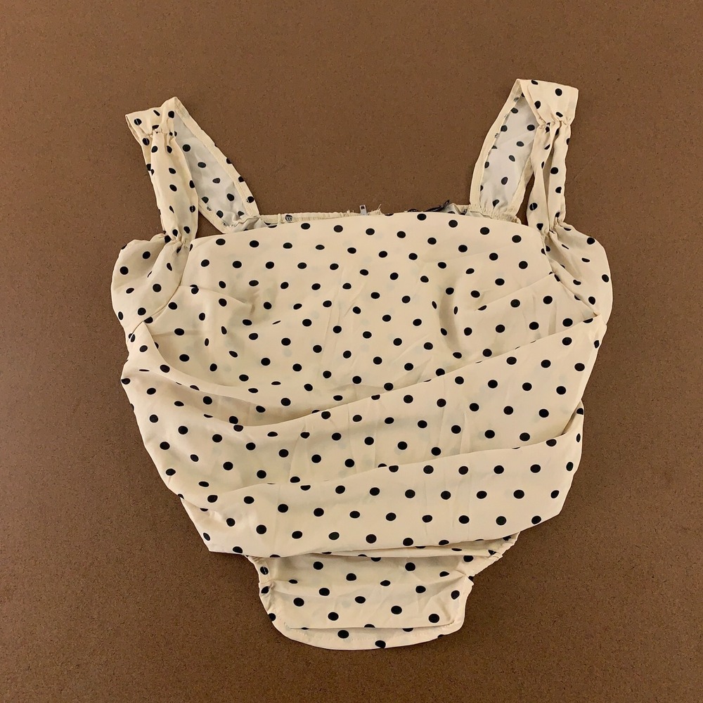 Pretty Little Thing Womne's Size 16 Tan Black Polka Dot Sleeveless Crop Top New
